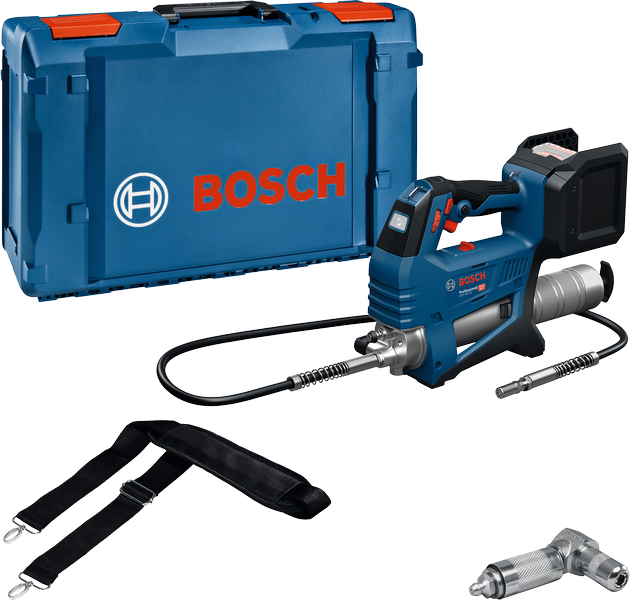 Pistola engrasadora inalámbrica bosch blue gfp 18v-10 | solo en xl-boxx | incluido Acoplamiento 90 y bandolera | sin batería ni cargador - 06019n6001