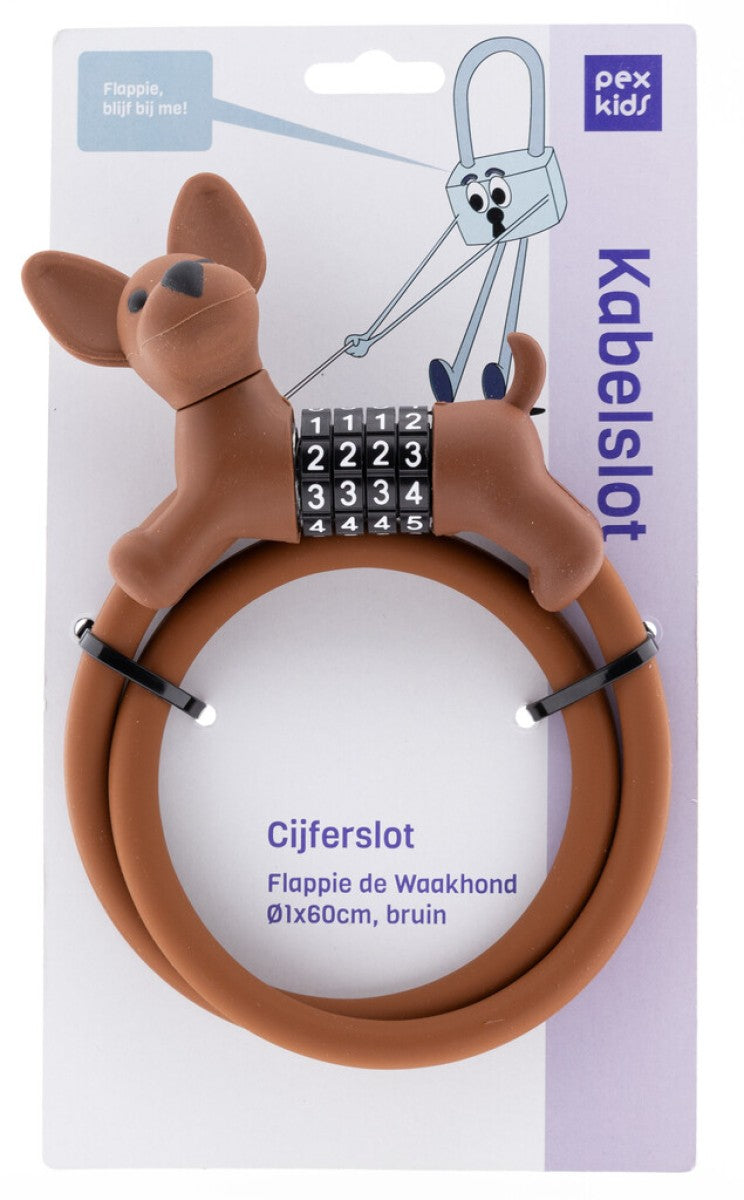 Pexkids figura cable lock marrón flappie el perro guardián silicona