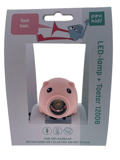 Pexkids Lampada LED Maiale con corno, ricaricabile tramite USB, rosa