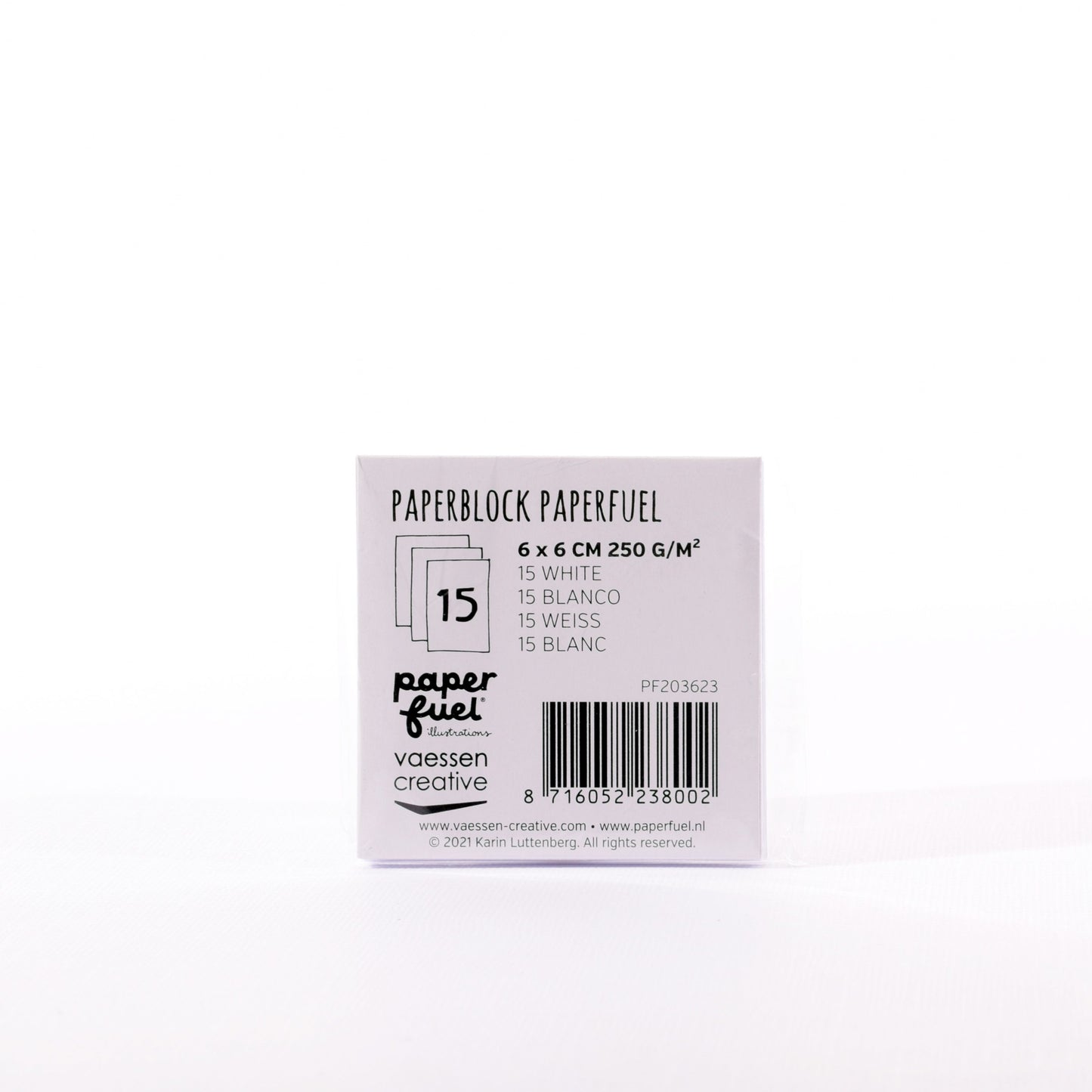 Paperfuel • carta da disegno 6x6cm 250gr bianca 15 fogli