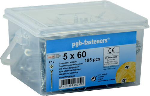 Pgb-europa pgb-sujetadores | tornillo para aglomerado ø 4x40 zn cubo 455 | 455 piezas - gz60wp040040