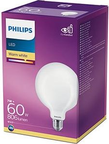 Philips Globo LED G120 E27 7-60W filamento 2700K mate - LED3826