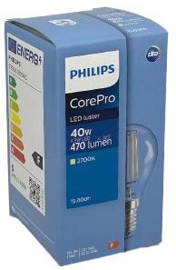 Philips LED bullet E14 4.3-40W 2700K filamento trasparente - LED3738