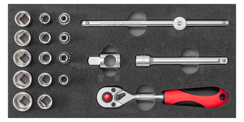 Tasti di immersione rossa gedore set 3 8 pollici 1 3 ct argento a 7 pezzi