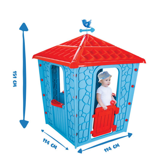 Pilsan Stone speelhuisje 114 x 114 x 151 cm rojo azul