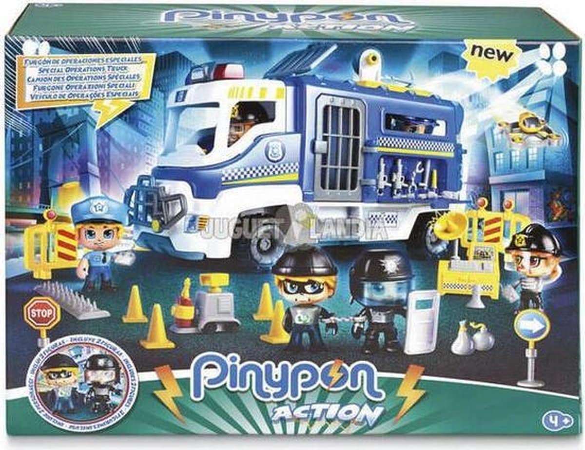 Auto della polizia di Pinypon con 2 figure di gioco e 25 accessori