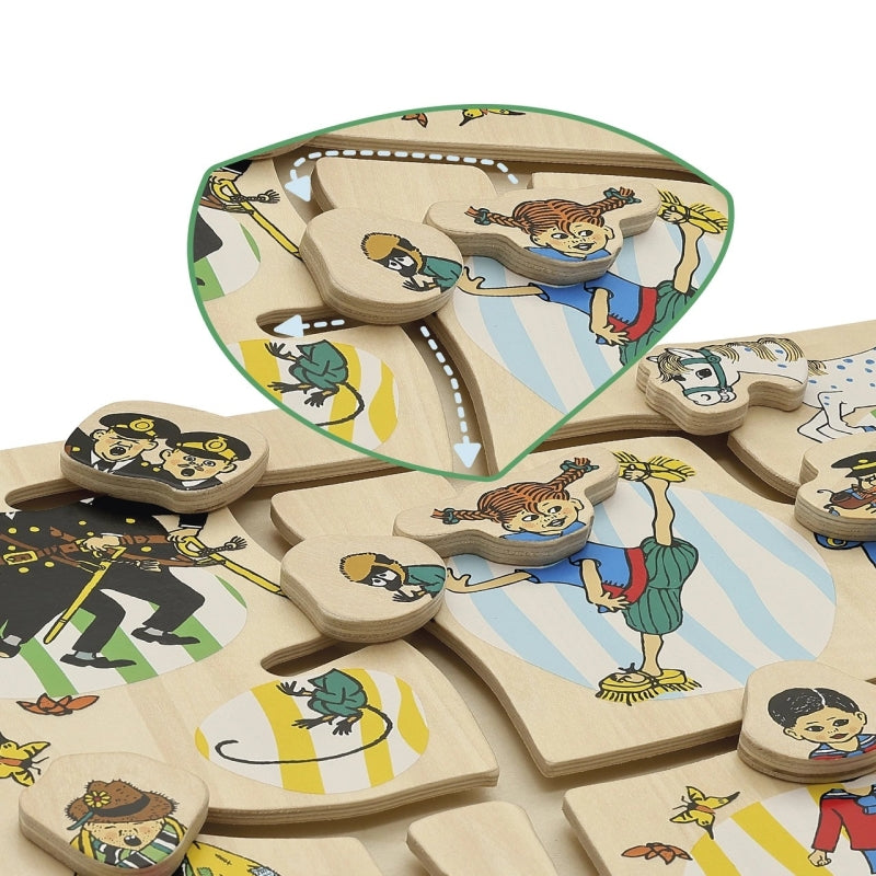 Licenze per libri per bambini Pippi Calzelunghe - puzzle scorrevole in legno