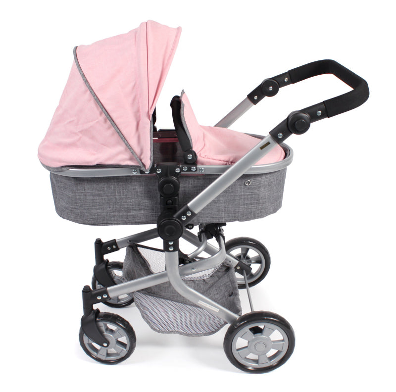 Bayer chic carrozzina per bambole mika combi (grigio rosa chiaro)