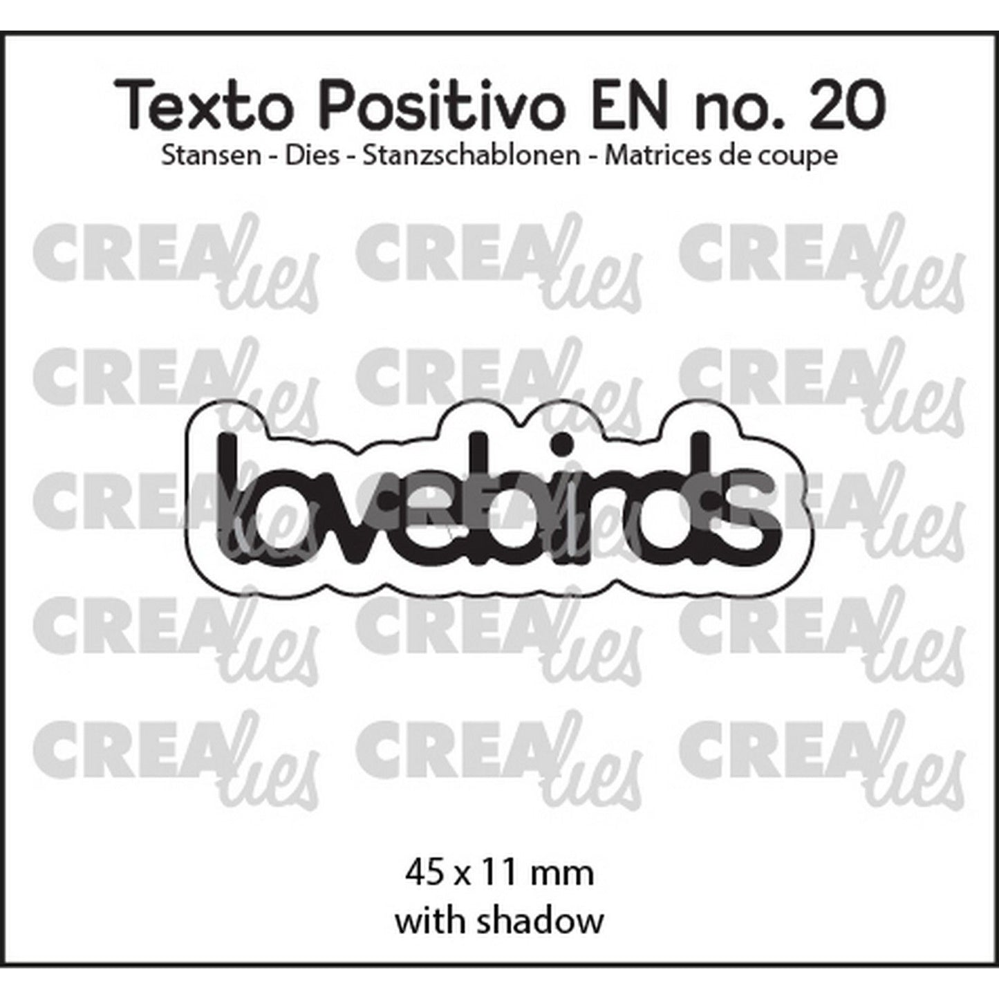 Crealies • texto positivo troqueles de corte agapornis