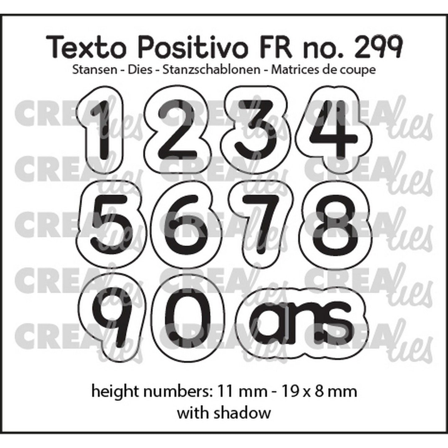 Crealies • texto positivo troqueles de corte 1,2,3 ans