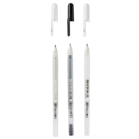 Sakura • bolígrafo de gel gelly roll negro, blanco transparente 3 piezas