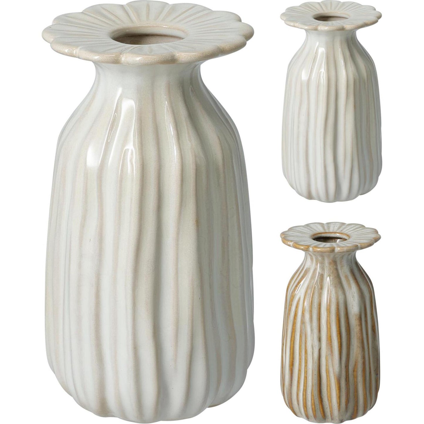 Vaso per l'home styling crema 14 cm a coste