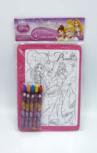 Disney Princess Puzzle che puoi colorare, 28 pezzi con matite colorate