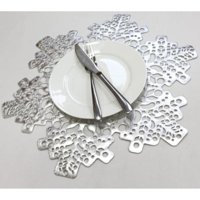 Mantel individual Navidad copo de nieve plateado 41 cm | 12 piezas