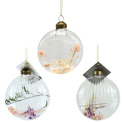 Ciondolo decorativo fiori secchi in vetro 13 cm 8 assortiti | 48 pezzi