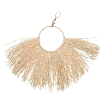 Decorazione da parete in legno curvato Daan rafia boho naturale 62 cm | 10 pezzi