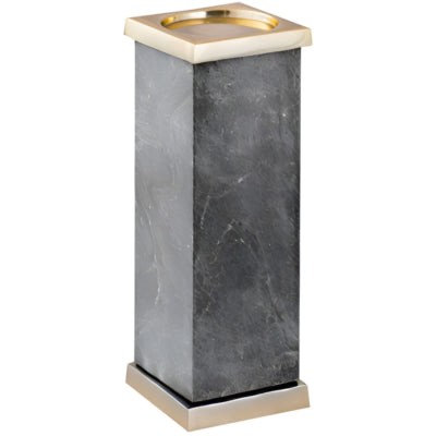 Portacandele Ptmd alanna marmo nero color oro 33,5 cm | 2 pezzi