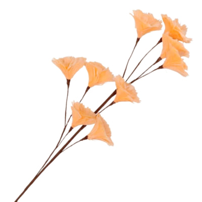 Daan ramo artificiale in legno curvato con fiori di piume arancioni 110 cm | 8 pezzi