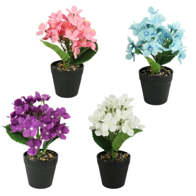 Planta artificial en maceta hortensia 22 cm 4 surtidos | 24 piezas