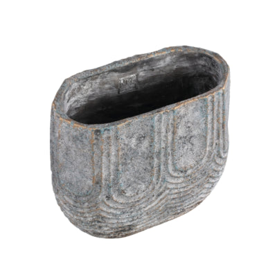 Ptmd vaso da fiori rexin ovale grigio m 30 cm | 2 pezzi