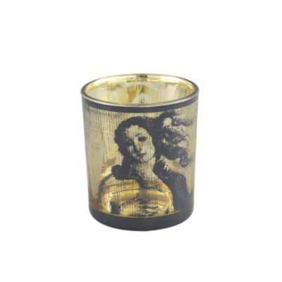 Portacandele Ptmd rido vetro m nero 10 cm | 6 pezzi