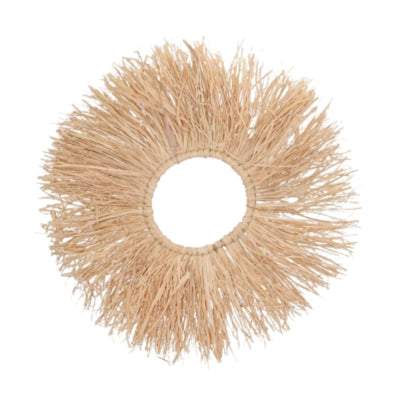 Daan decoración de pared de madera curvada anillo boho rafia 62 cm | 10 piezas