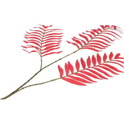 Daan rama artificial de madera curvada hoja de palma seda rojo 95 cm | 6 piezas