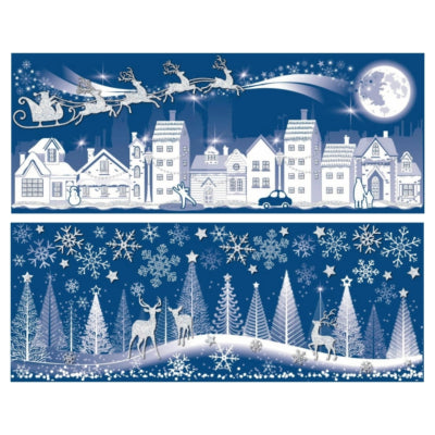 Vinilo para ventana Pueblo navideño 53 cm 2 surtidos | 48 piezas
