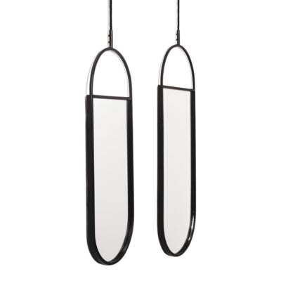 Housevitamin espejo de pared metal negro 60 cm juego de 2 | 6 piezas