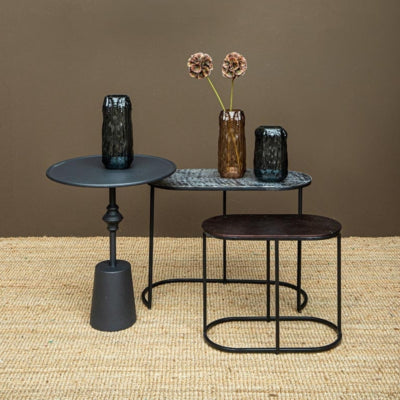Tavolino Ptmd dinja metallo nero 60 cm | 2 pezzi