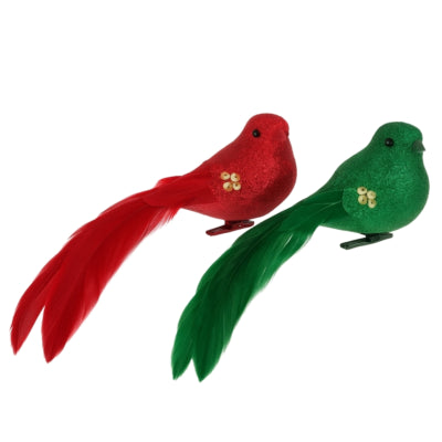 Daan Benthout Bird on Clip Shine Bird Rosso Verde 16 cm Set da 2 | 12 pezzi