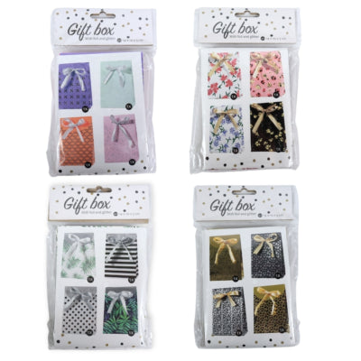 Embalaje de regalo 4 piezas con lazo de purpurina 14 cm 4 surtidos | 24 piezas