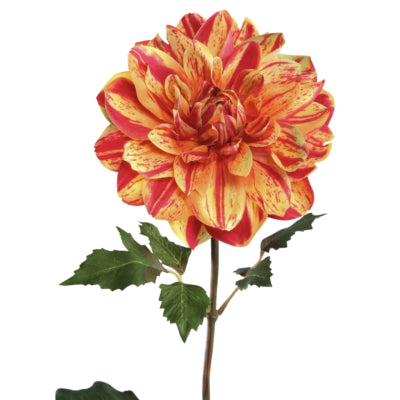 Ptmd fiore artificiale dalia giallo rosso 73 cm | 6 pezzi