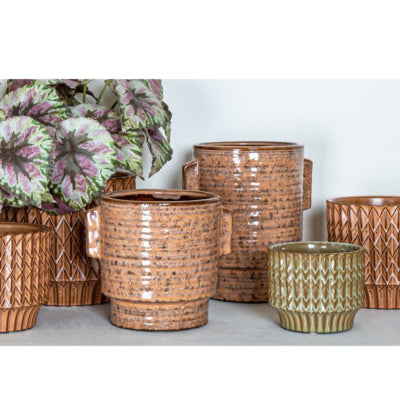 Ptmd vaso da fiori Katelynn ceramica s arancione 13 cm | 18 pezzi