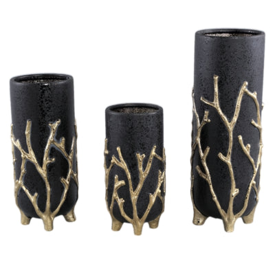 Ptmd vaso da fiori quin alto m nero 30 cm | 6 pezzi