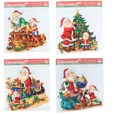 Vetrofanie Babbo Natale 30 cm 4 assortiti | 96 pezzi