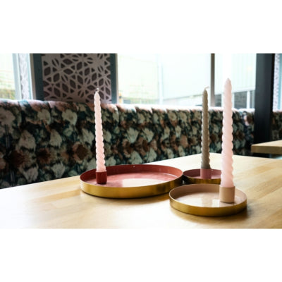 Candelabro Daan de madera curvada redondo naranja Marrakech 22 cm | 6 piezas