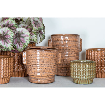 Vaso da fiori Ptmd Katelynn ceramica l arancione 19 cm | 4 pezzi
