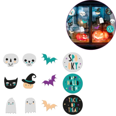 Adesivi per finestre Folat Happy Halloween set da 12 | 24 pezzi