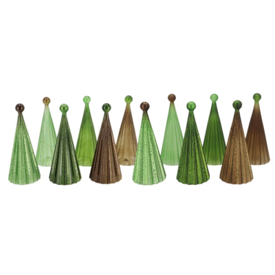 Estatua de Daan Kromhout Serie árbol de Navidad LED parpadeante sobre batería vidrio verde 22 cm 12 surtidos | 12 piezas