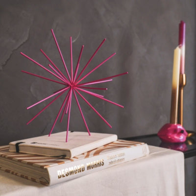 Ornamento Housevitamin Fuochi d'artificio in metallo neon rosa 25 cm | 12 pezzi