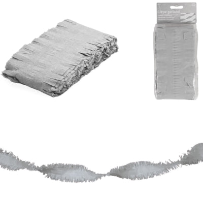 Ghirlanda Folat Twist di carta crespa color argento 6 metri | 24 pezzi