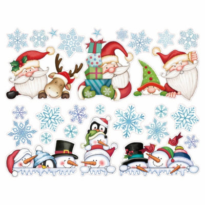 Vinilos para ventana Papá Noel muñeco de nieve 59,5 cm | 48 piezas