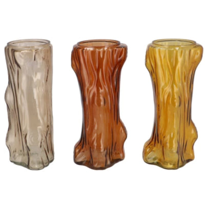 Daan vaso in legno curvato albero marrone 29 cm 3 assortiti | 6 pezzi