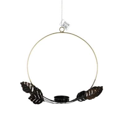 Portacandele a sospensione foglie color bronzo 29,5 cm | 8 pezzi