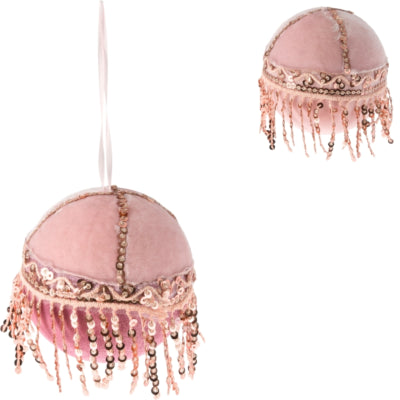 Palla di Natale paillettes velluto rosa 8 cm 2 assortiti | 24 pezzi