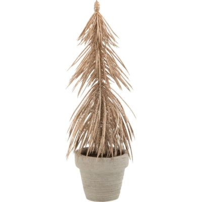 Pino línea J en maceta purpurina color champagne 22 cm | 12 piezas