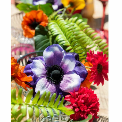J-line fiore artificiale anemone viola 40 cm | 24 pezzi