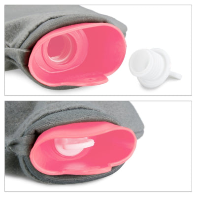 Borsa dell'acqua calda Relaxdays con coperchio rosa grigio 1,5 l | 12 pezzi