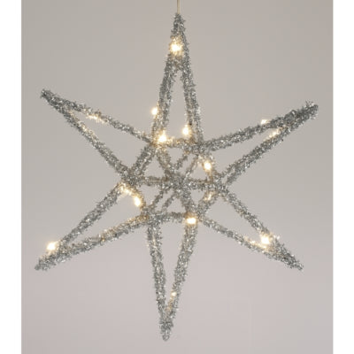 Stella di Natale LED a batteria color argento 30 cm | 12 pezzi